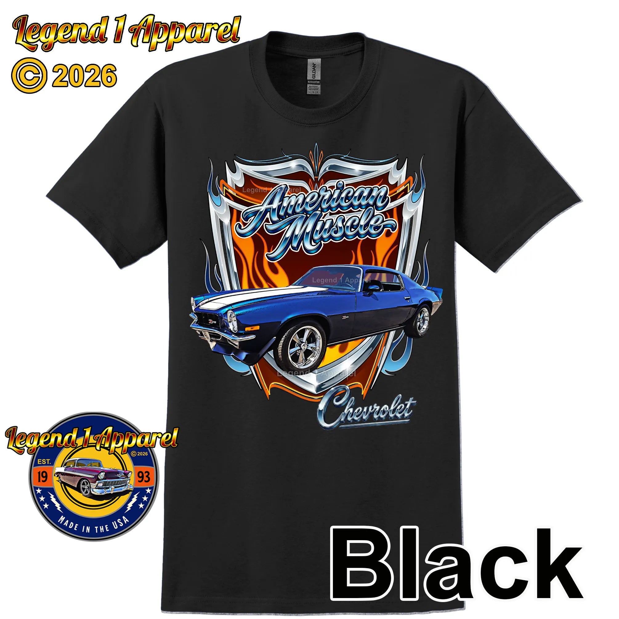 1973 Chevrolet Camaro American Muscle T-Shirt – 73 Chevy Classic Car Graphic Tee