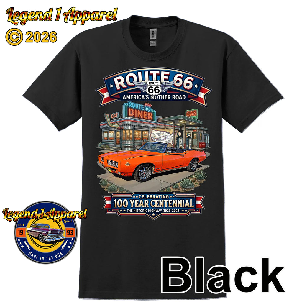 1969 Pontiac GTO Classic Car Graphic Tee – Route 66 Centennial T-Shirt