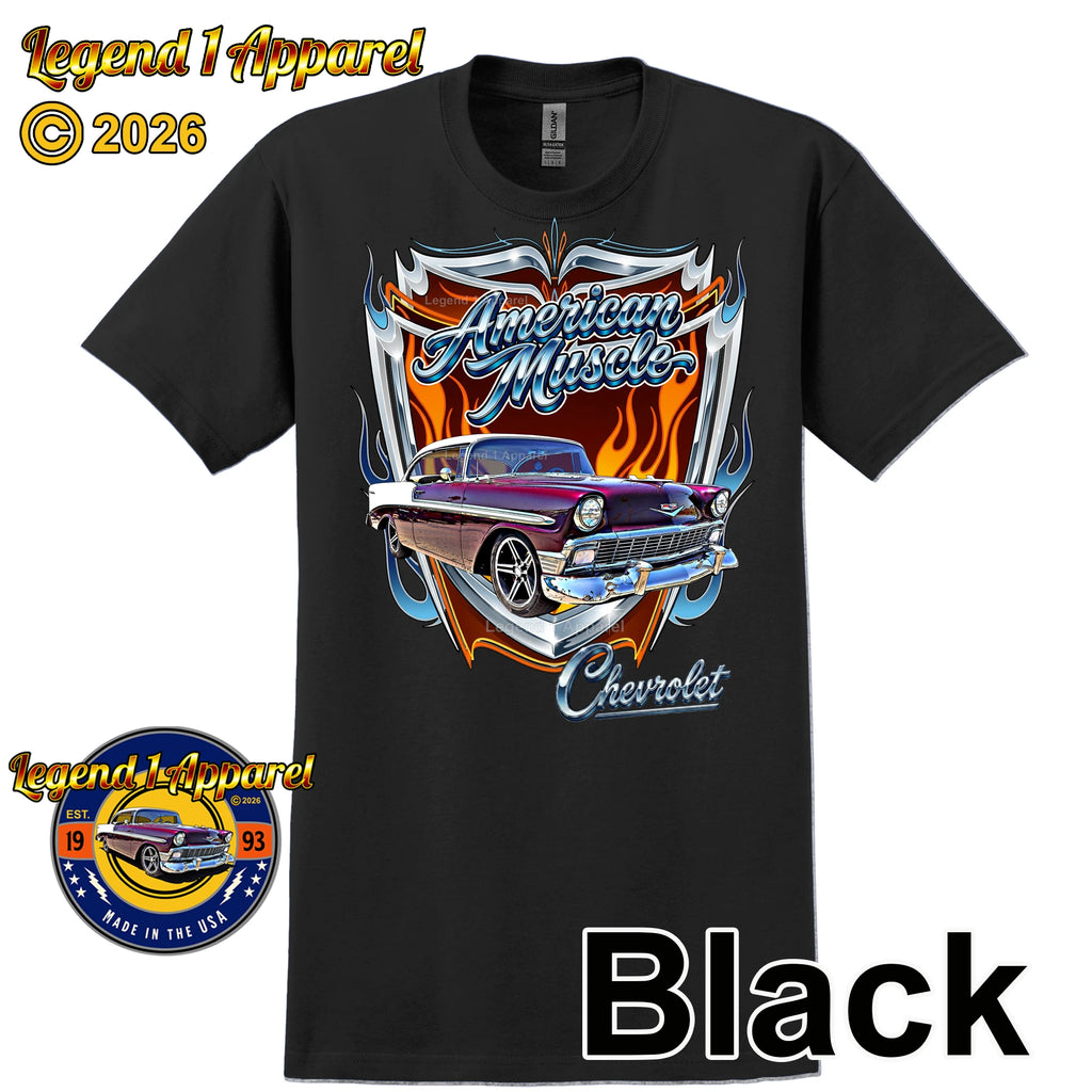 1956 Chevy Bel Air American Muscle T-Shirt –56 Chevrolet Bel Air Classic Car Graphic Tee