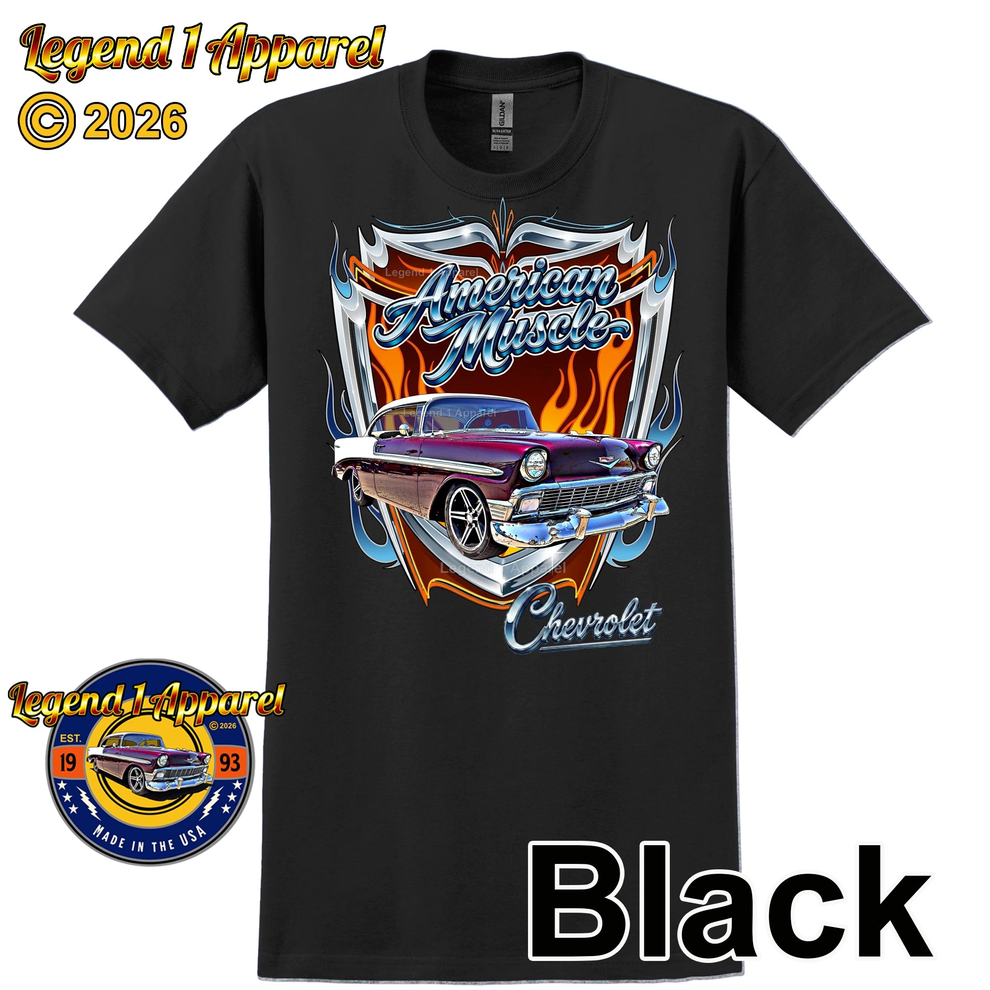 1956 Chevy Bel Air American Muscle T-Shirt –56 Chevrolet Bel Air Classic Car Graphic Tee