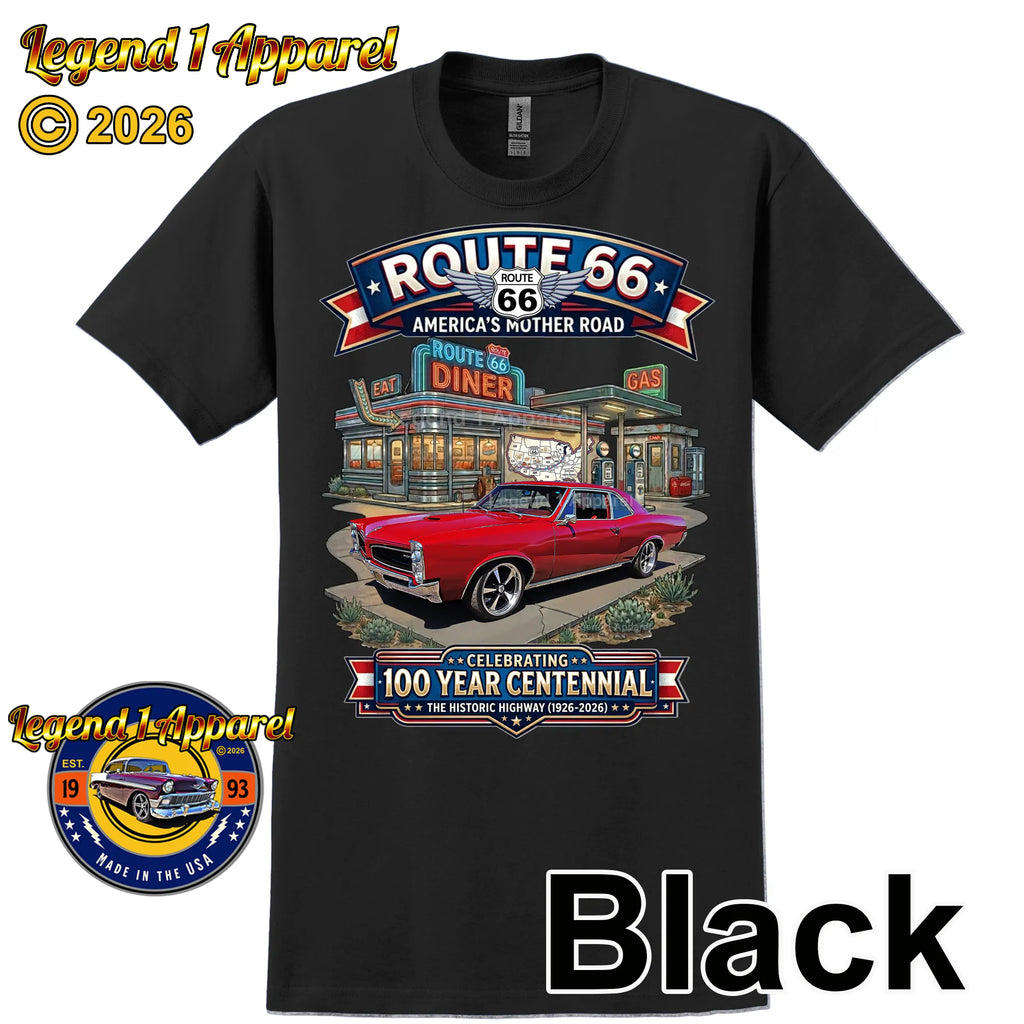 1965 Pontiac Le mans Classic Car Graphic Tee – Route 66 Centennial T-Shirt