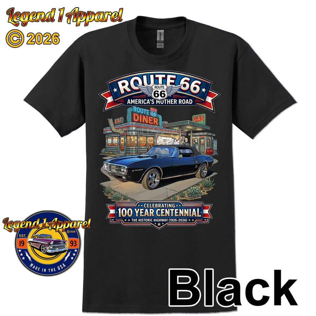 1967 Pontiac Firebird Classic Car Graphic Tee – Route 66 Centennial T-Shirt