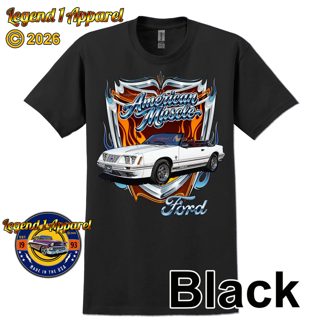 1984 Ford Mustang GT Classic Car Graphic Tee – American Muscle T-Shirt