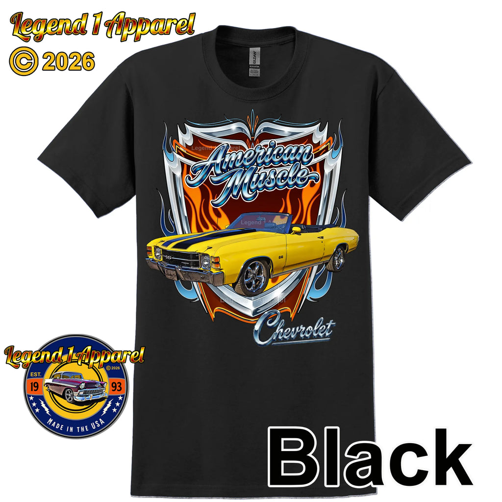 1971 Chevrolet Chevelle SS American Muscle T-Shirt – 71 Chevy Classic Car Graphic Tee