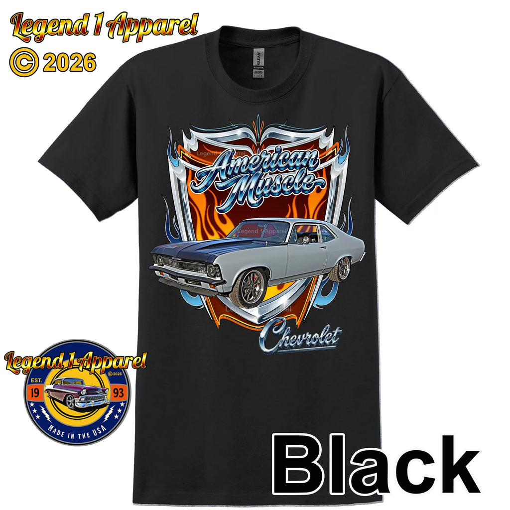 1972 Chevrolet Nova SS American Muscle T-Shirt – 72 Chevy Classic Car Graphic Tee