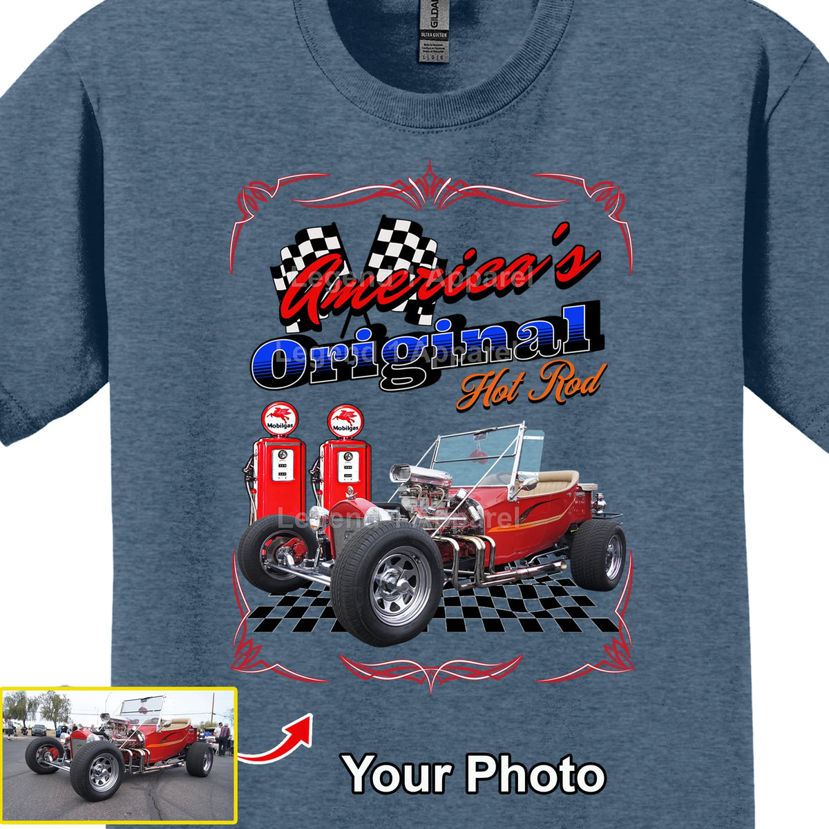 Your Classic Car or Hot Rod custom made T-shirt. Send us a picture of your car. American Original Hot Rod
