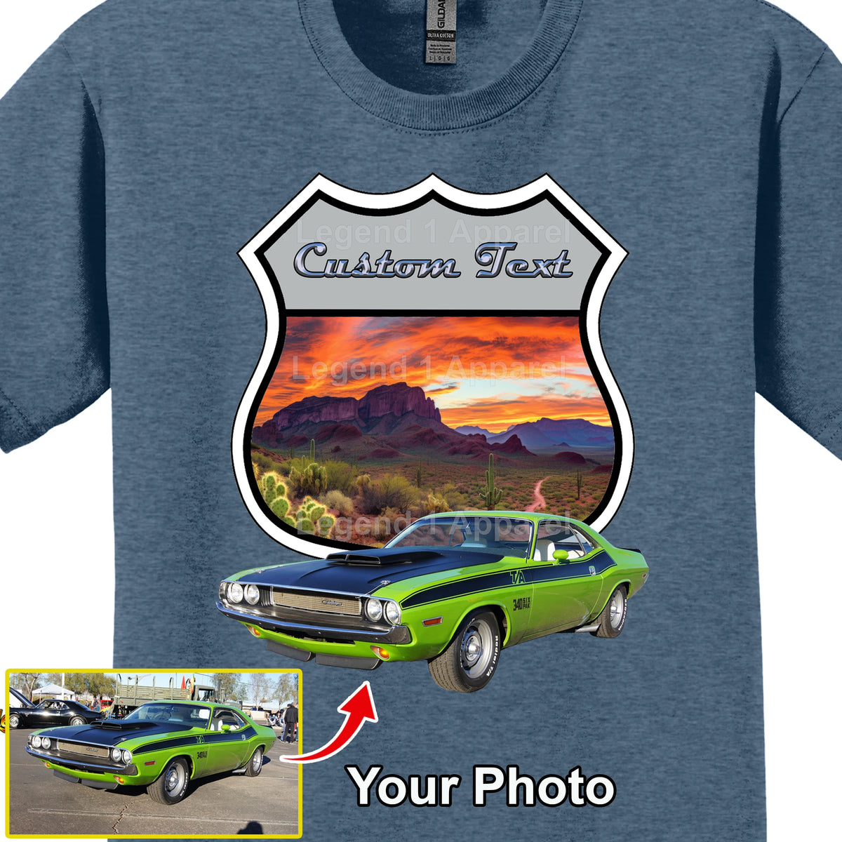 Your Classic Car or Hot Rod custom made T-shirt. Send us a picture of your car. Desert Highway Sign