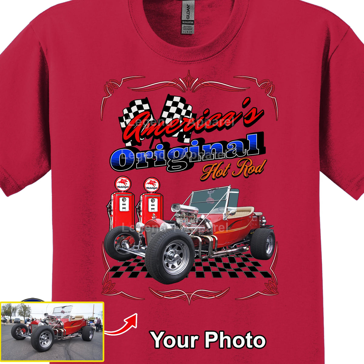 Your Classic Car or Hot Rod custom made T-shirt. Send us a picture of your car. American Original Hot Rod