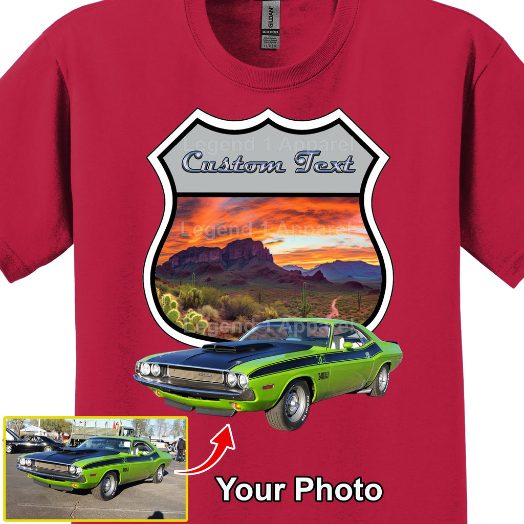 Your Classic Car or Hot Rod custom made T-shirt. Send us a picture of your car. Desert Highway Sign