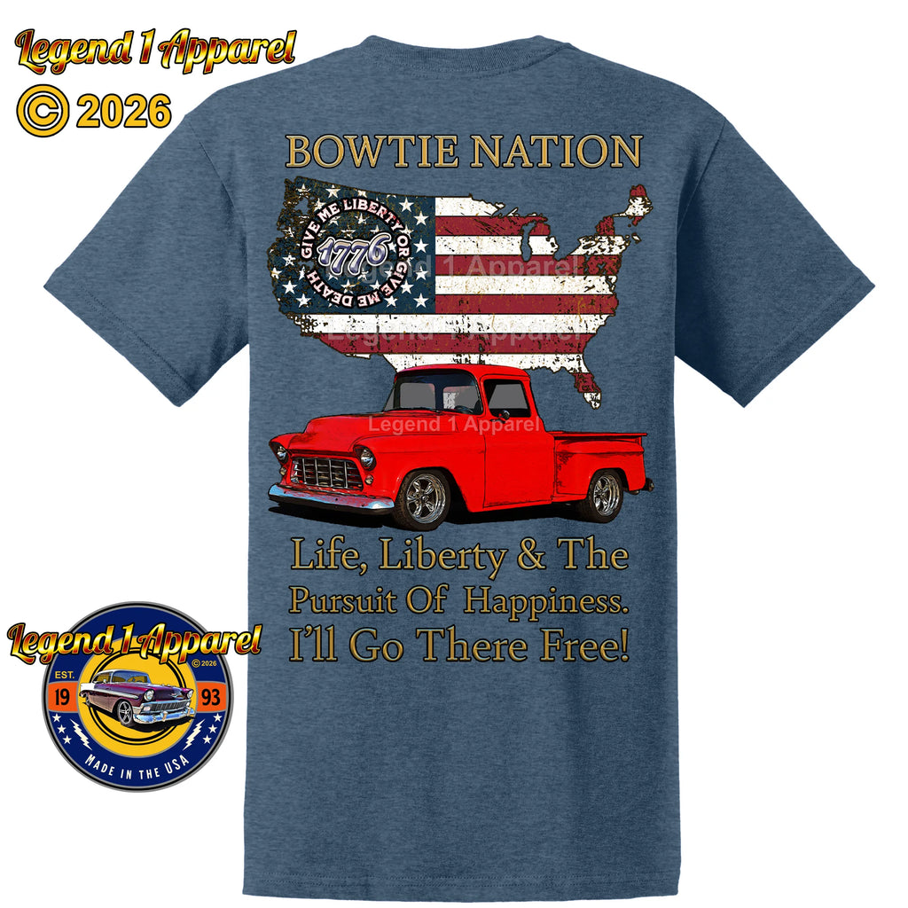 1956 Chevrolet Pick Up Truck Bowtie Nation T-Shirt – 56 Chevy Classic Truck Graphic Tee