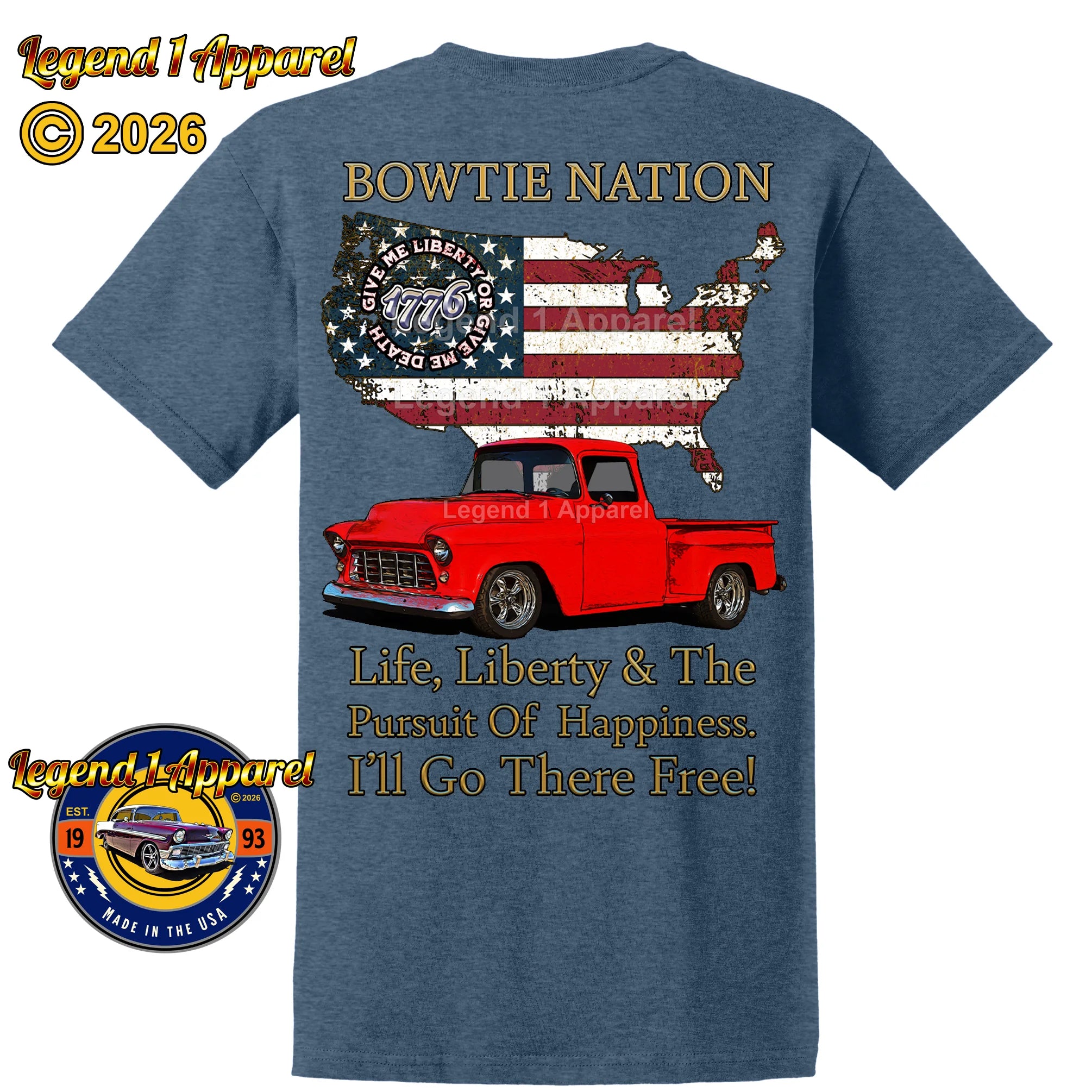 1956 Chevrolet Pick Up Truck Bowtie Nation T-Shirt – 56 Chevy Classic Truck Graphic Tee