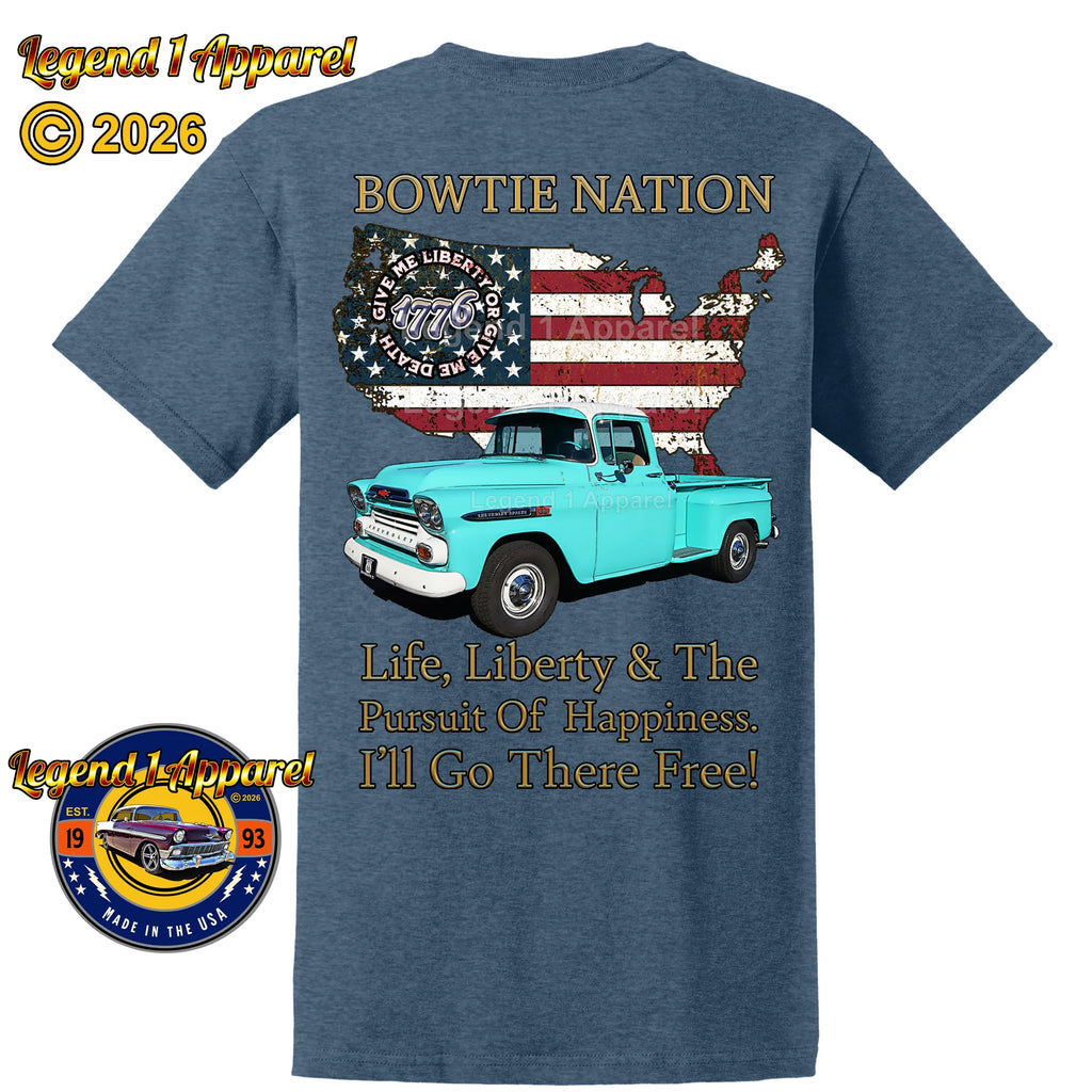 1959 Chevrolet Pick Up Truck Bowtie Nation T-Shirt – 59 Chevy Classic Truck Graphic Tee