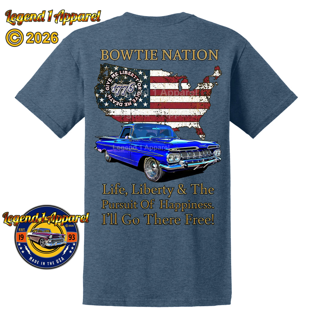 1959 Chevrolet El Camino Bowtie Nation T-Shirt – 59 Chevy Classic Truck Graphic Tee