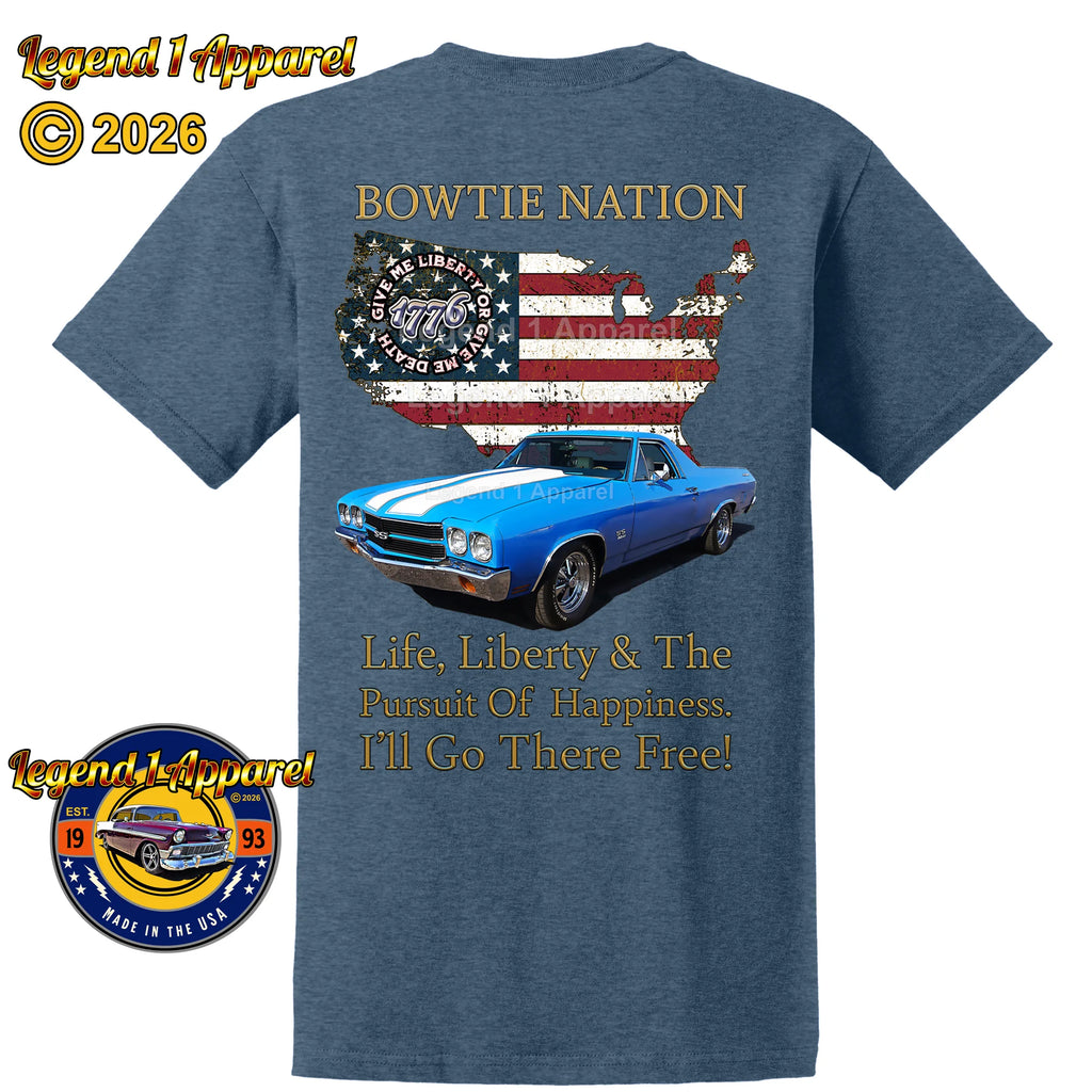 1970 Chevrolet El Camino SS Bowtie Nation T-Shirt – 70 Chevy Classic Truck Graphic Tee