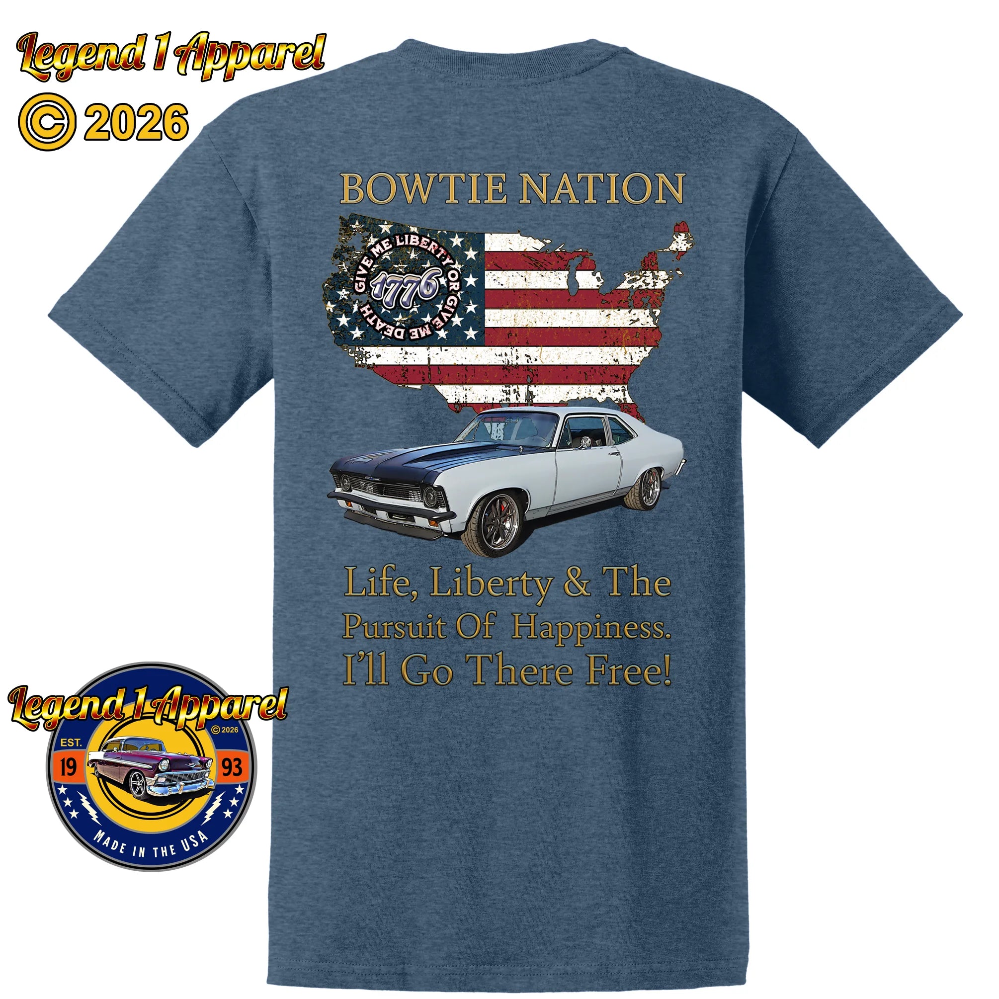 1972 Chevrolet Nova SS Bowtie Nation T-Shirt – 72 Chevy Classic Car Graphic Tee