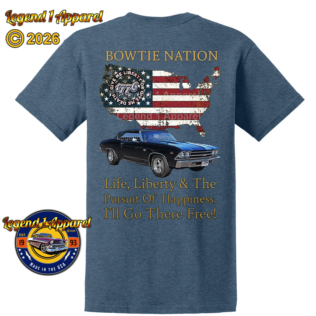 1969 Chevrolet Chevelle Convertible SS Bowtie Nation T-Shirt – 69 Chevy Classic Car Graphic Tee