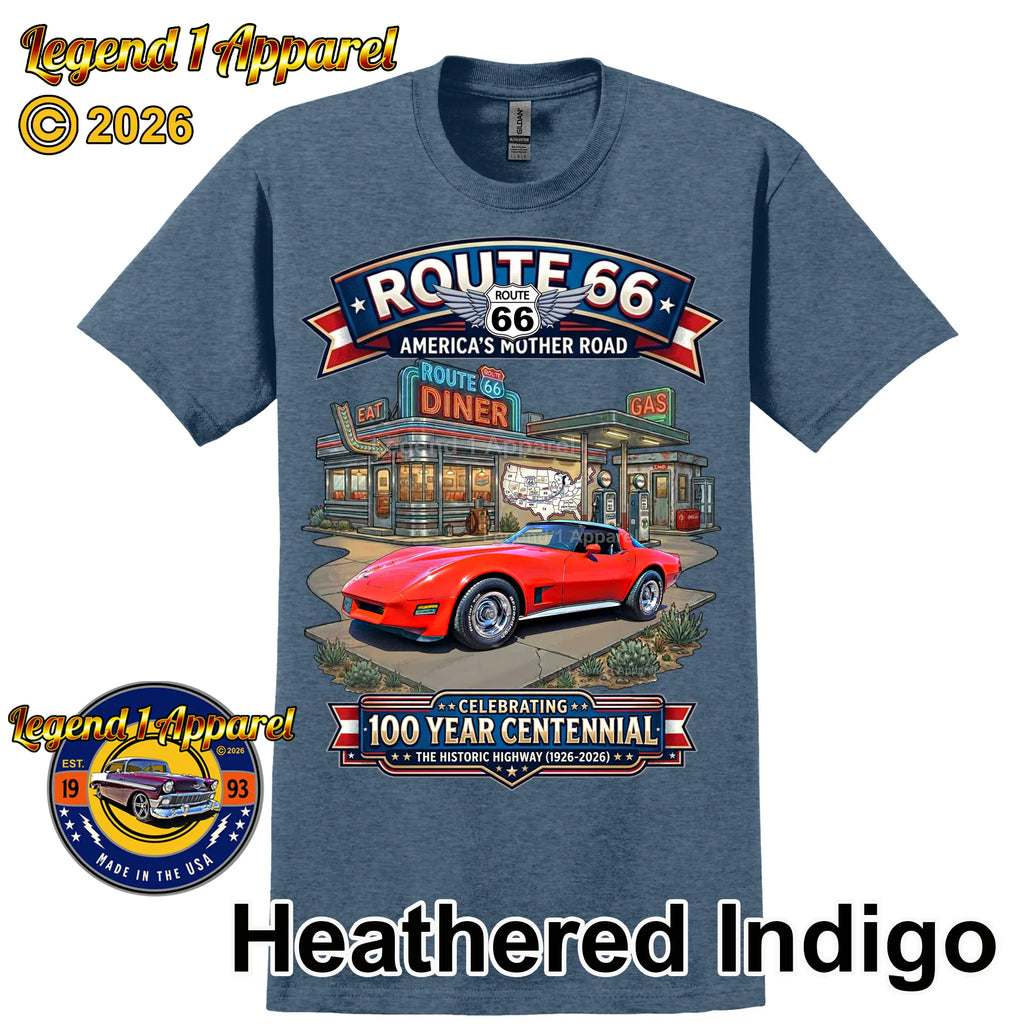 1980 Chevrolet Corvette C3 Classic Car Graphic Tee – Route 66 Centennial T-Shirt