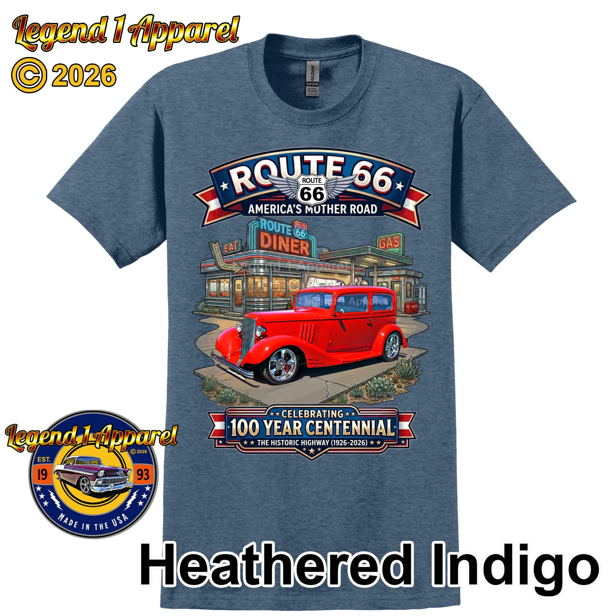 1933 Pontiac Coupe 5 Window Classic Car Graphic Tee – Route 66 Centennial T-Shirt (Copy)