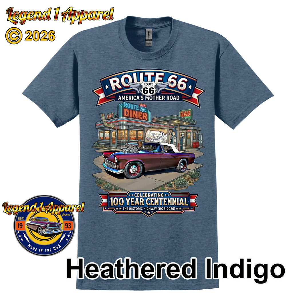 1955 Ford Thunderbird Classic Car Graphic Tee – Route 66 Centennial T-Shirt