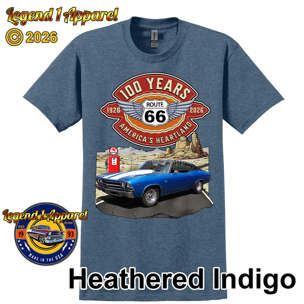 1969 Chevrolet Chevelle SS Classic Car Graphic Tee – Route 66 100 Years T-Shirt