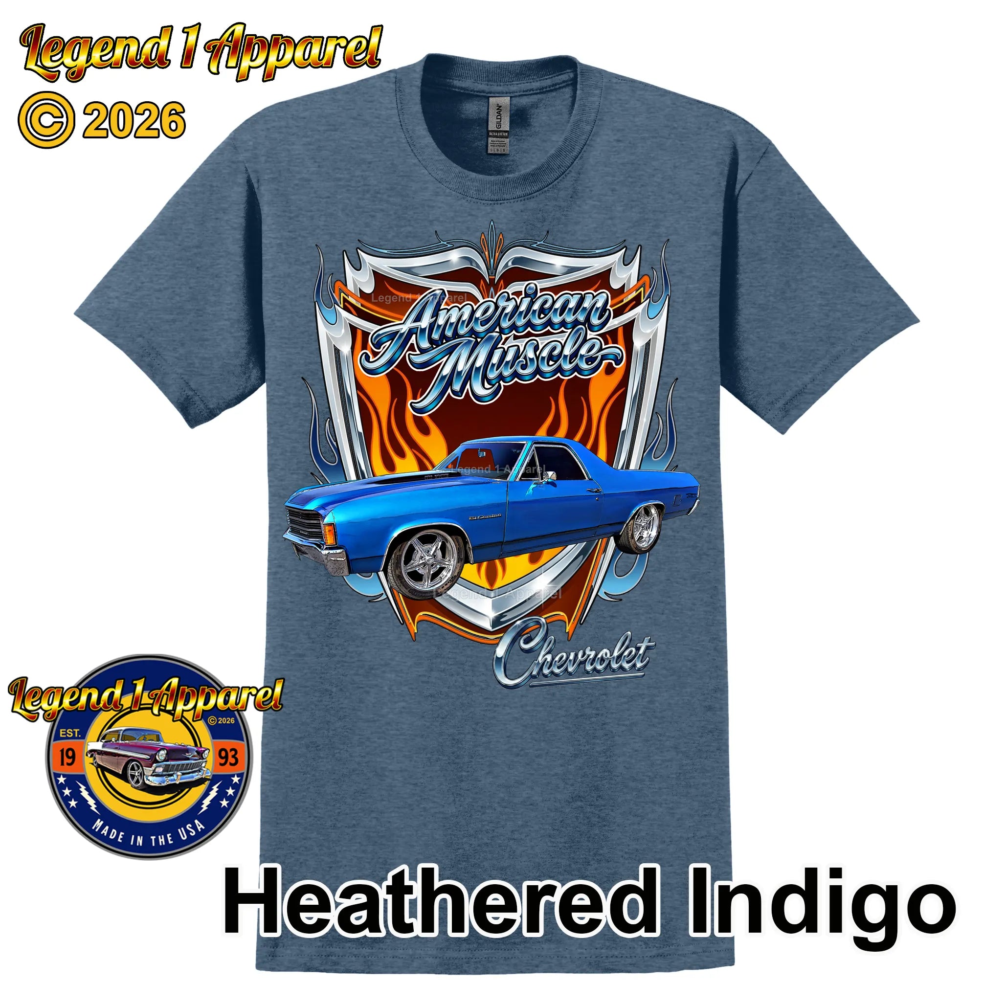 1972 Chevrolet El Camino SS American Muscle T-Shirt – 72 Chevy Classic Truck Graphic Tee
