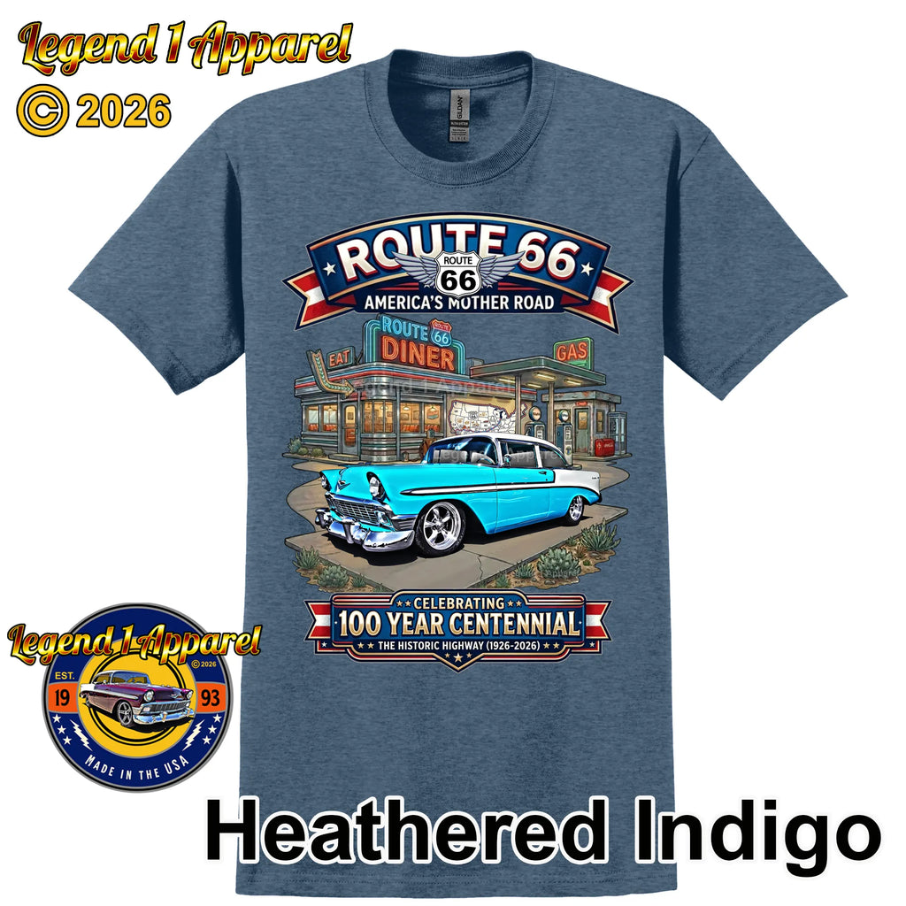 1956 Chevrolet Bel Air Coupe Classic Car Graphic Tee – Route 66 Centennial T-Shirt