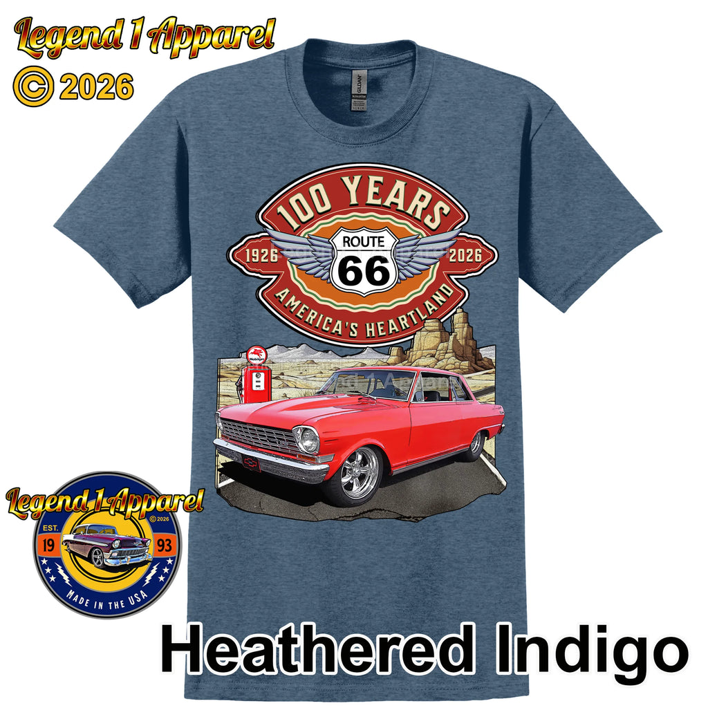 1964 Chevrolet Nova SS Classic Car Graphic Tee – Route 66 100 Years T-Shirt