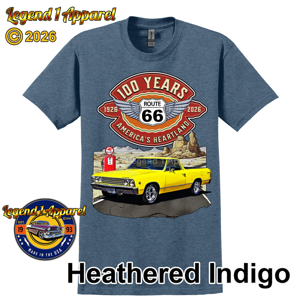 1967 Chevrolet El Camino Classic Truck Graphic Tee – Route 66 100 Years T-Shirt