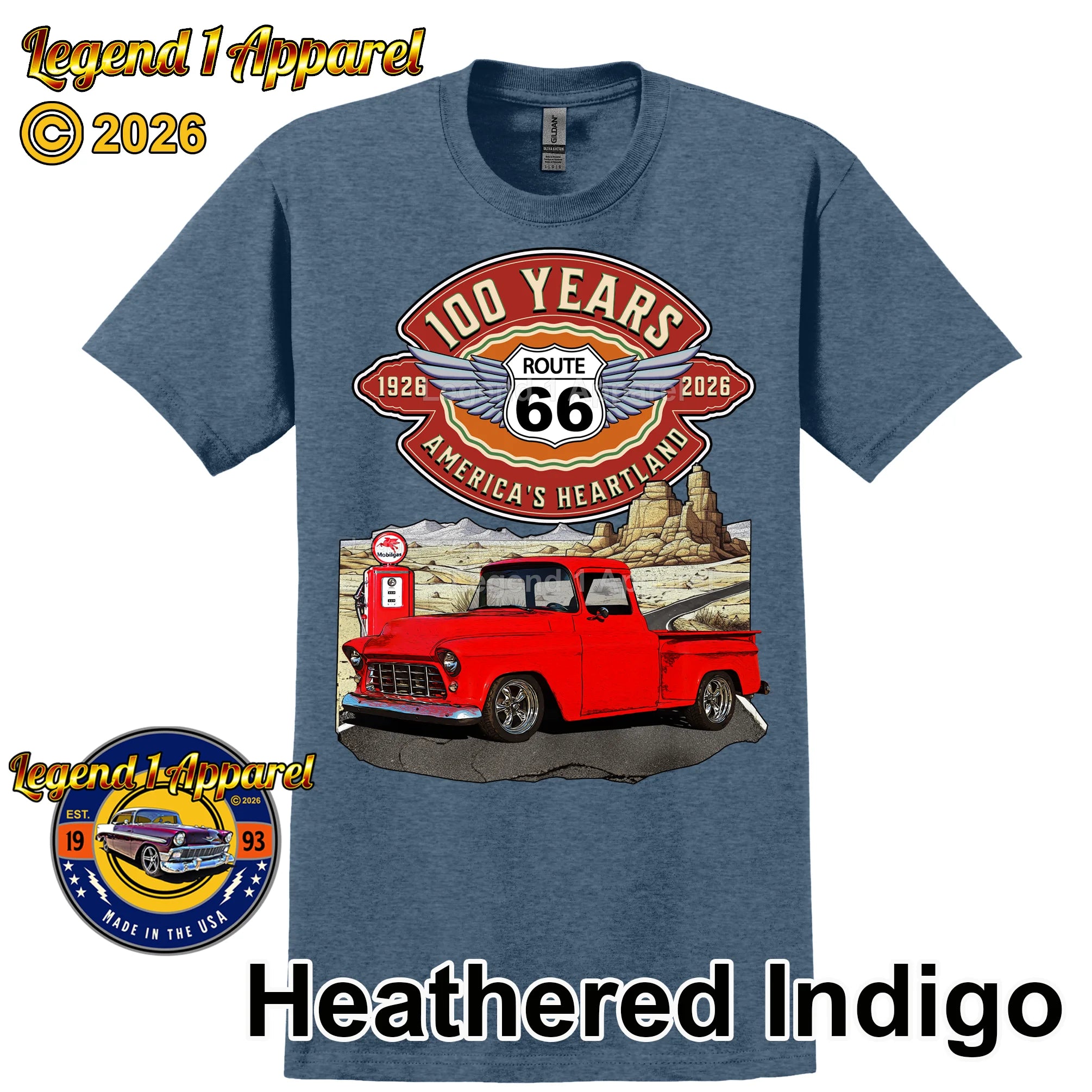 1956 Chevrolet Pick up Classic Truck Graphic Tee – Route 66 100 Years T-Shirt
