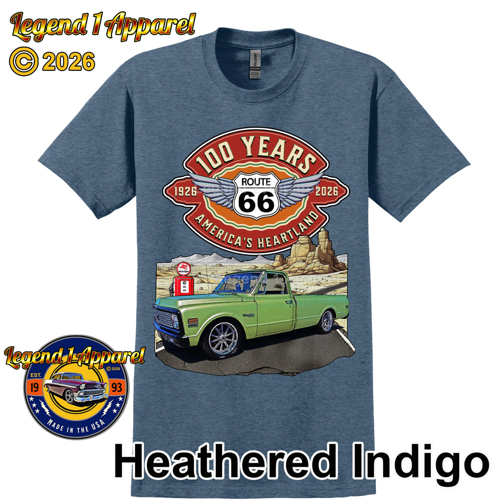 1972 Chevrolet Pick up Classic Truck Graphic Tee – Route 66 100 Years T-Shirt