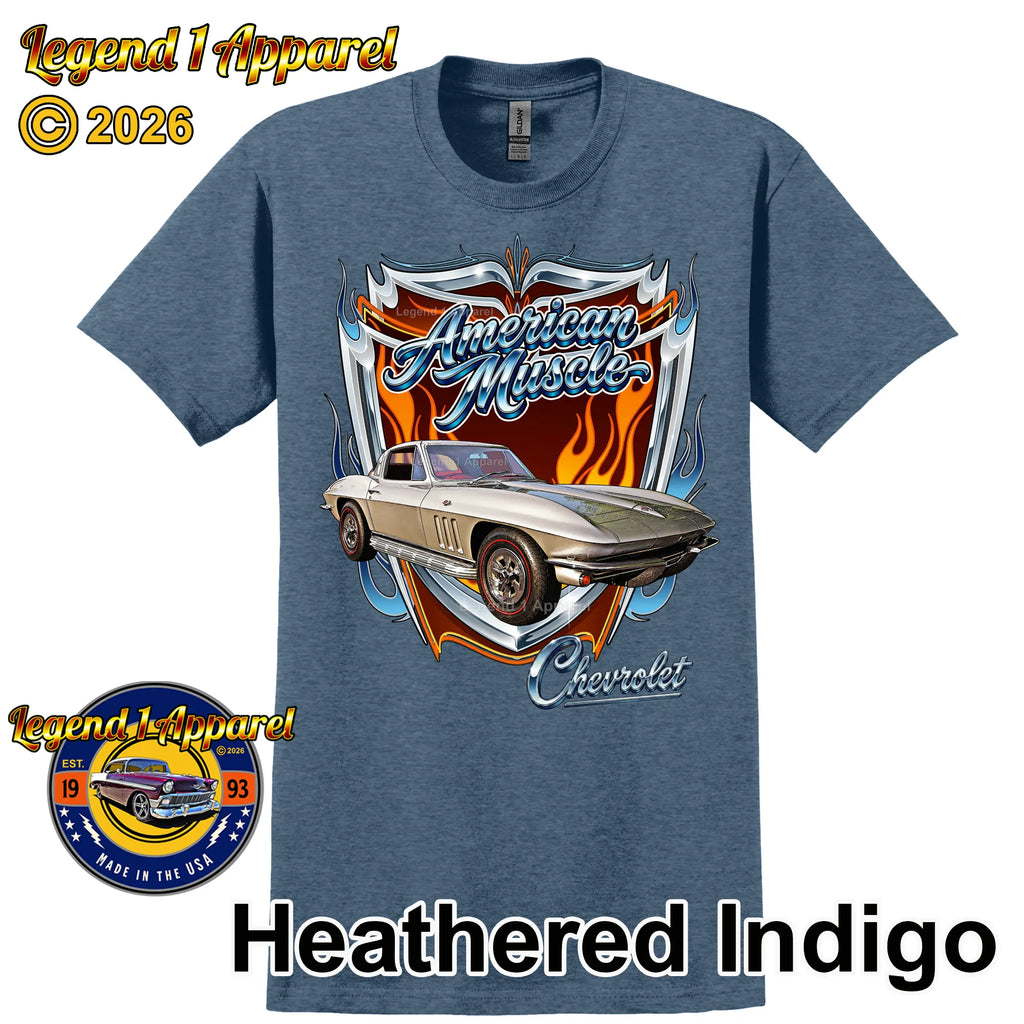 1965 Chevrolet Corvette C2 American Muscle T-Shirt – 65 Chevy Classic Car Graphic Tee