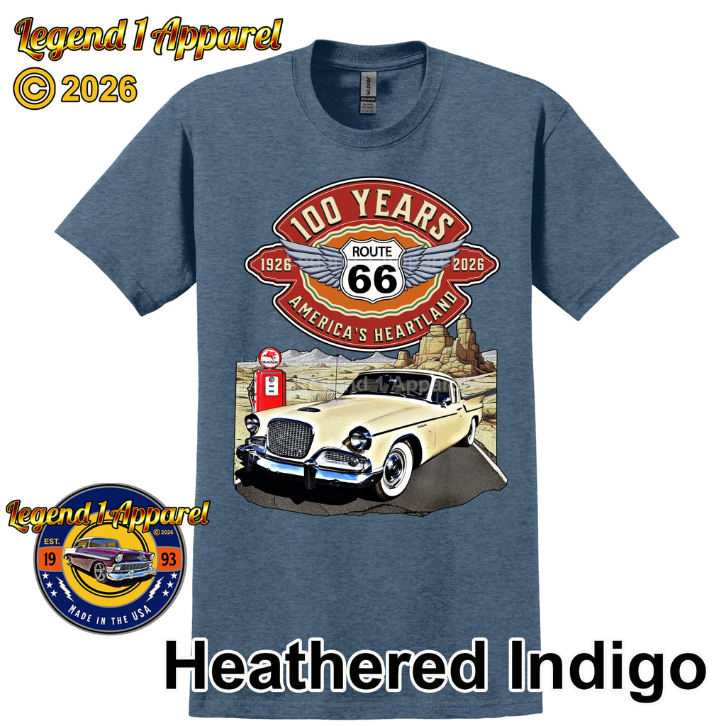 1958 Studebaker Silver Hawk Classic Car Graphic Tee – Route 66 100 Years T-Shirt