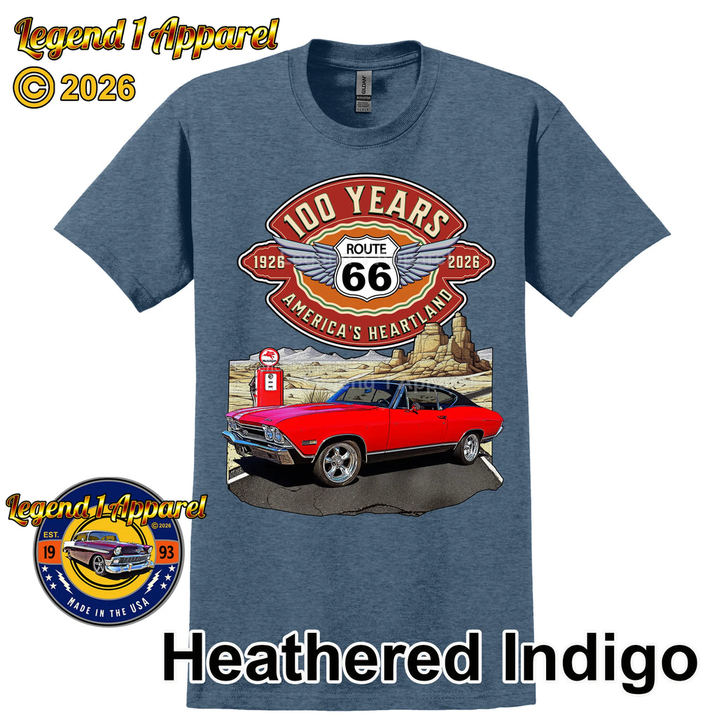 1968 Chevrolet Chevelle SS Classic Car Graphic Tee – Route 66 100 Years T-Shirt