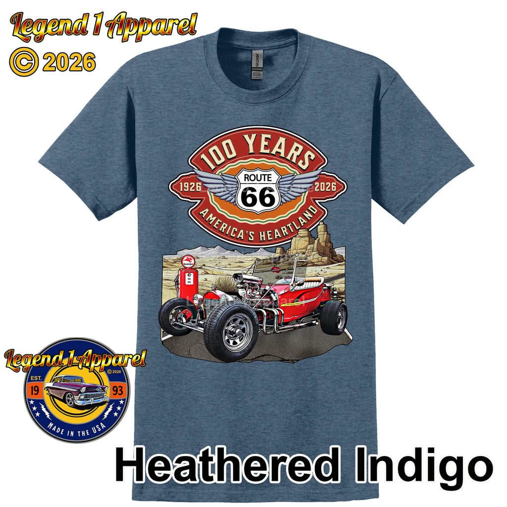1923 Ford T-Bucket Classic Car Graphic Tee – Route 66 100 Years T-Shirt