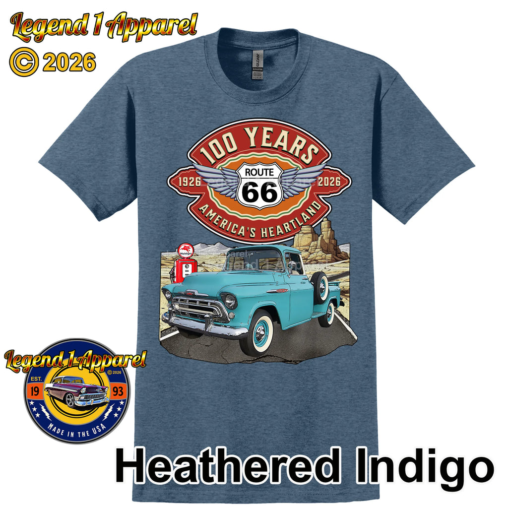 1957 Chevrolet Pick up Classic Truck Graphic Tee – Route 66 100 Years T-Shirt