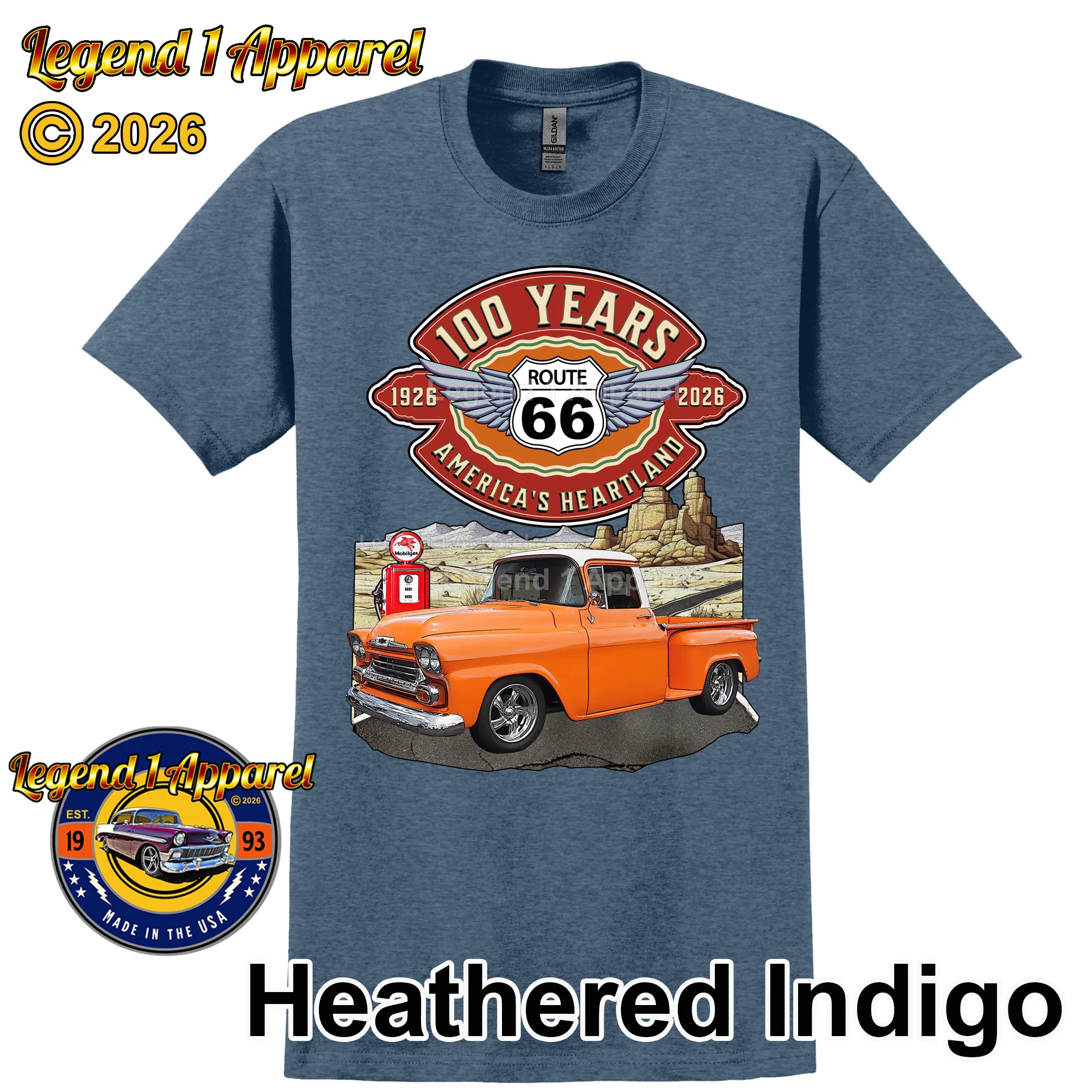 1958 Chevrolet Pick up Classic Truck Graphic Tee – Route 66 100 Years T-Shirt