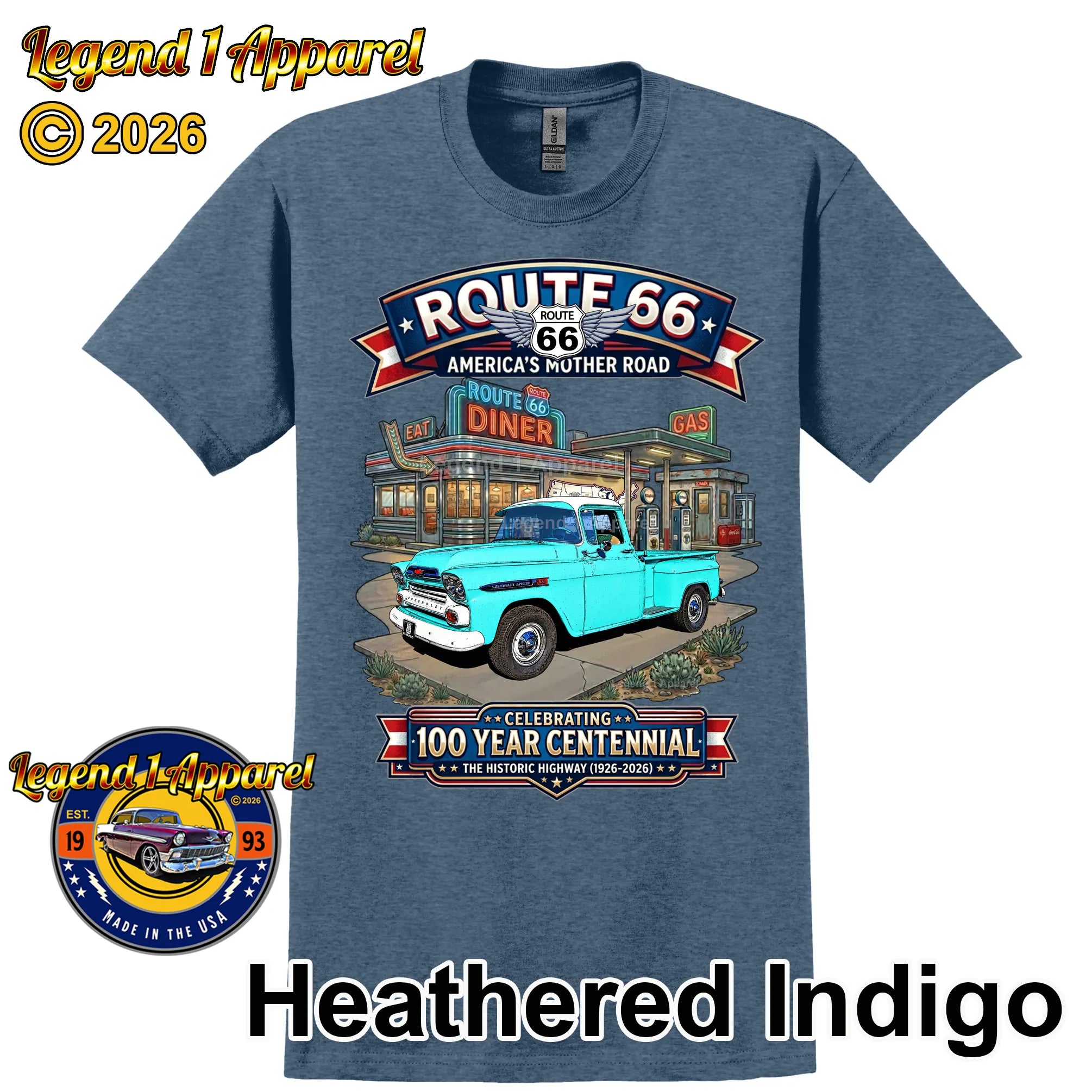 1959 Chevrolet Pick Up Classic Truck Graphic Tee – Route 66 Centennial T-Shirt