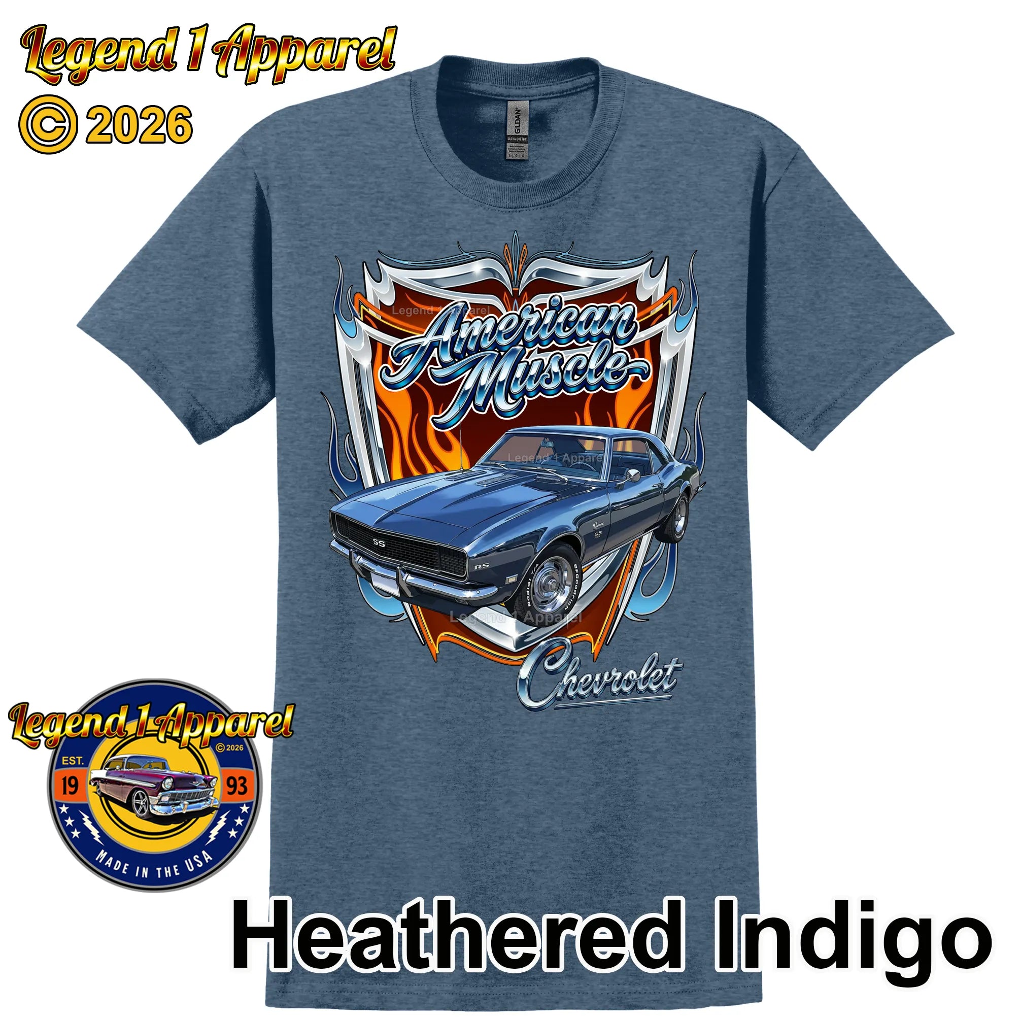 1968 Chevrolet Camaro American Muscle T-Shirt – 68 Chevy Classic Car Graphic Tee