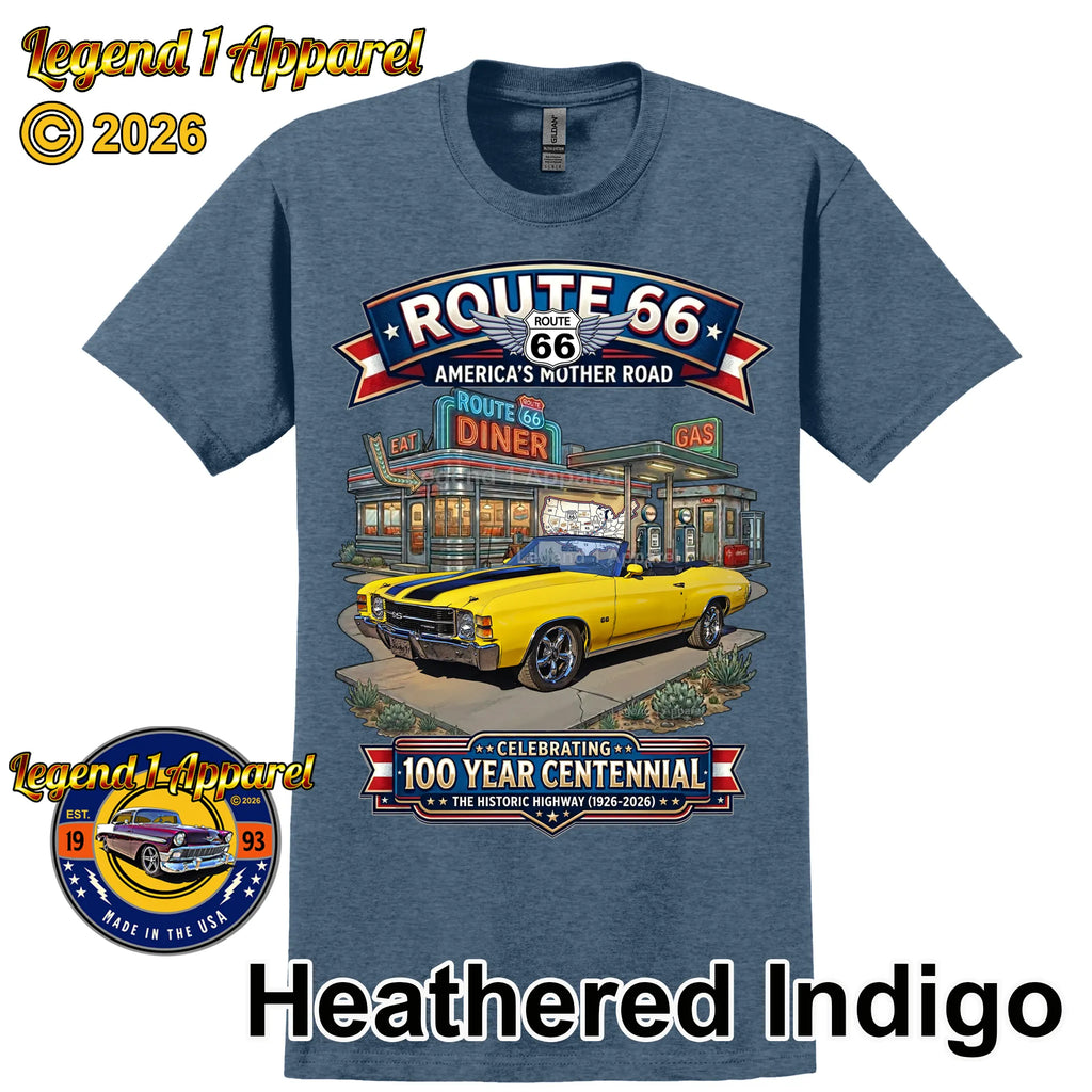 1971 Chevrolet Chevelle SS Classic Car Graphic Tee – Route 66 Centennial T-Shirt