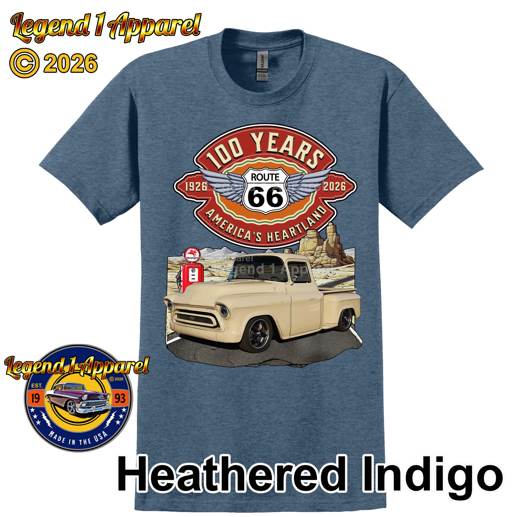 1957 Chevrolet Pick up Classic Truck Graphic Tee – Route 66 100 Years T-Shirt