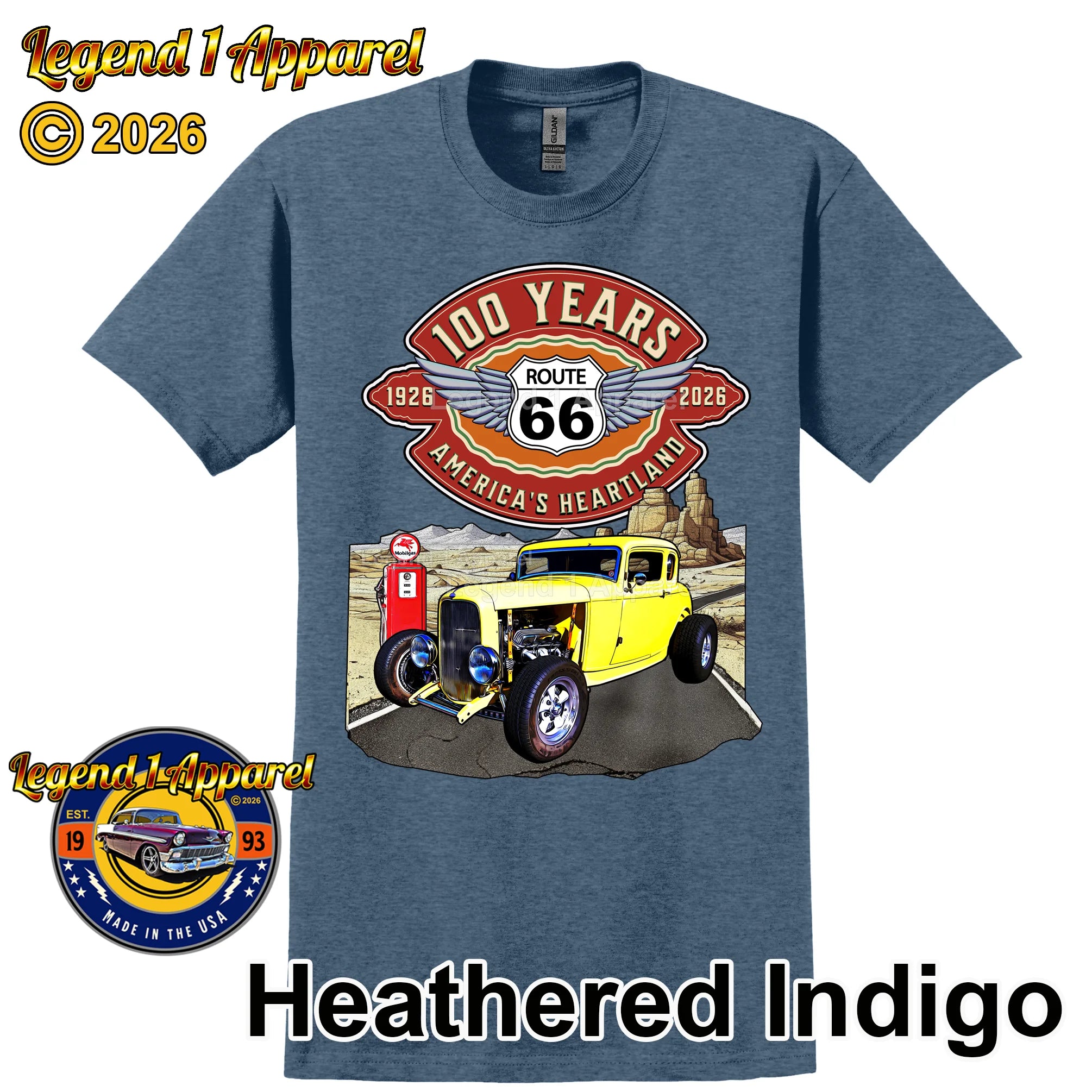 1932 Ford Coupe Classic Car Graphic Tee – Route 66 100 Years T-Shirt