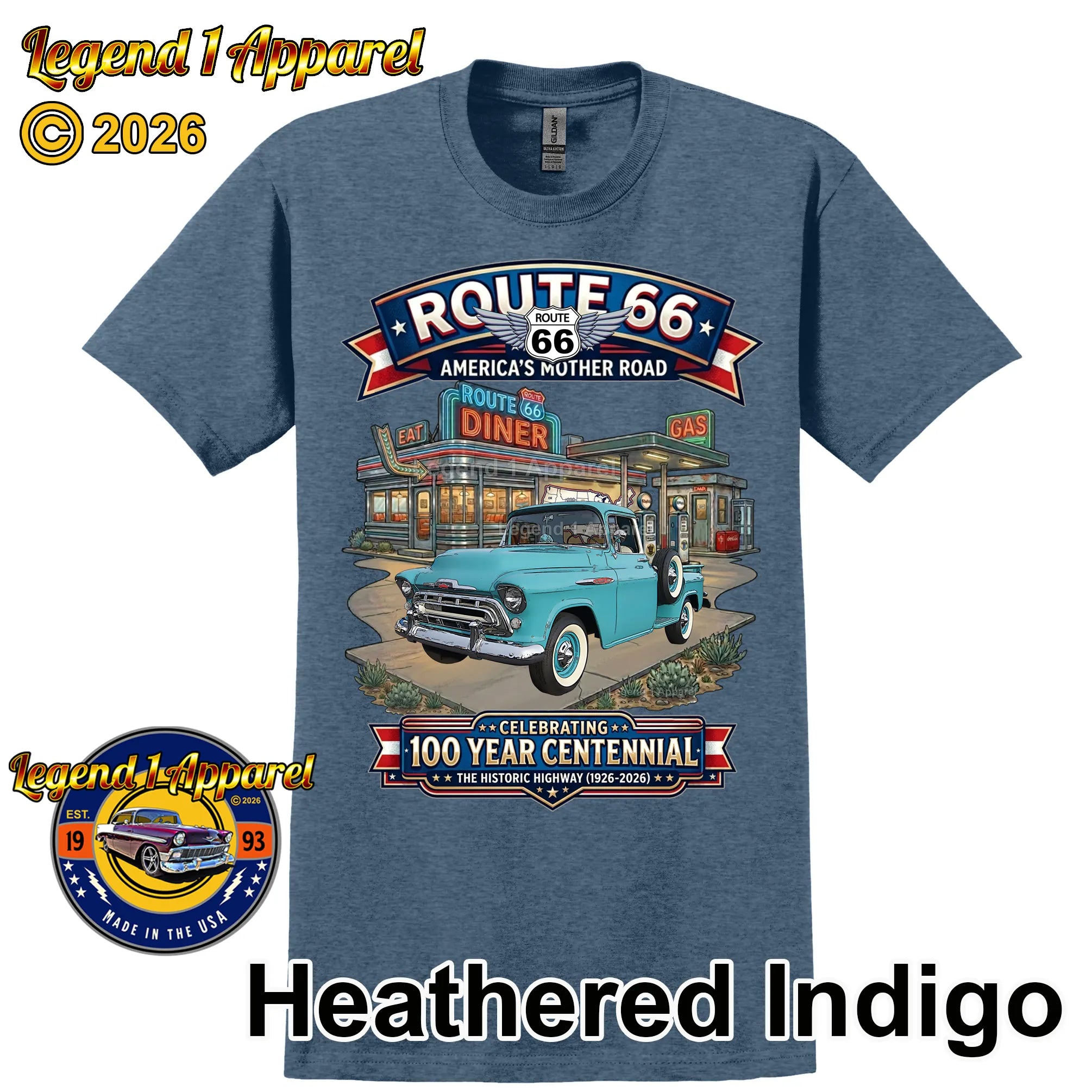 1957 Chevrolet Pick Up 3100 Classic Truck Graphic Tee – Route 66 Centennial T-Shirt