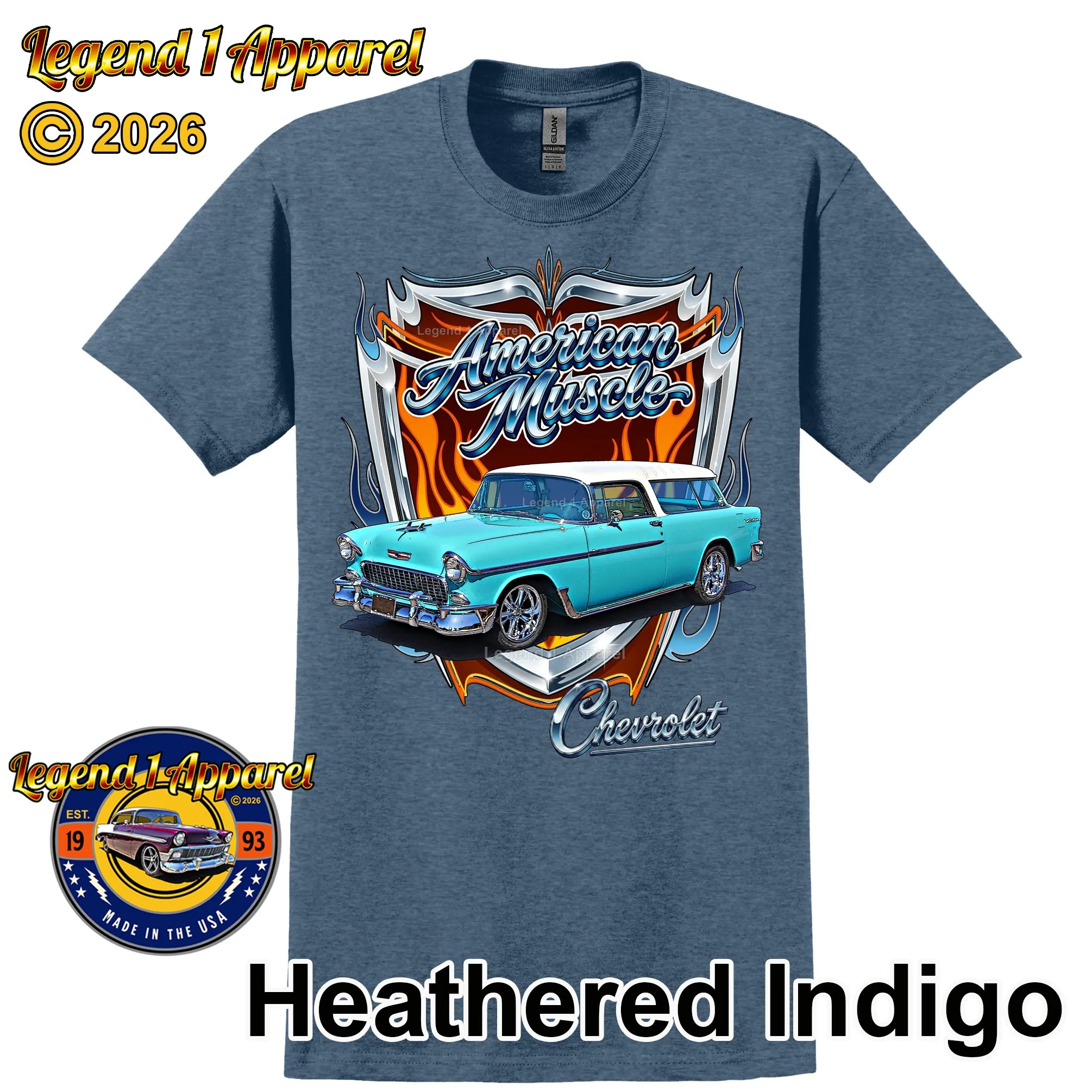 1955 Chevy Bel Air Nomad American Muscle T-Shirt –55 Chevrolet Nomad Classic Car Graphic Tee