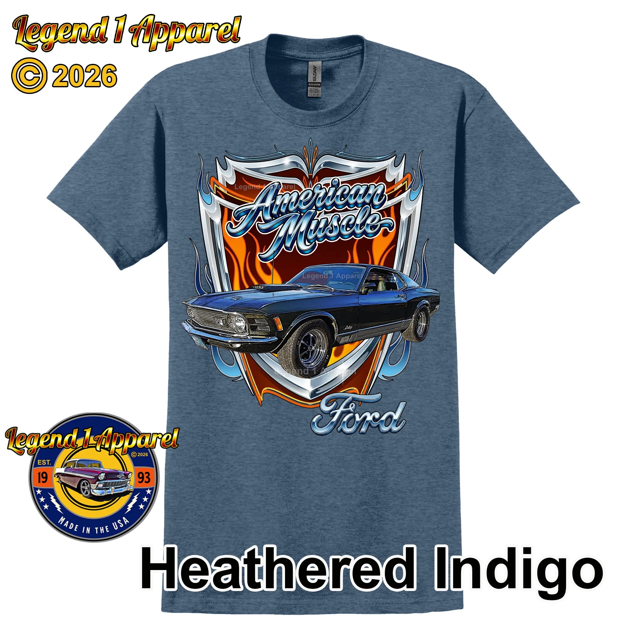 1970 Ford Mustang Fastback Mach 1 Classic Car Graphic Tee – American Muscle T-Shirt