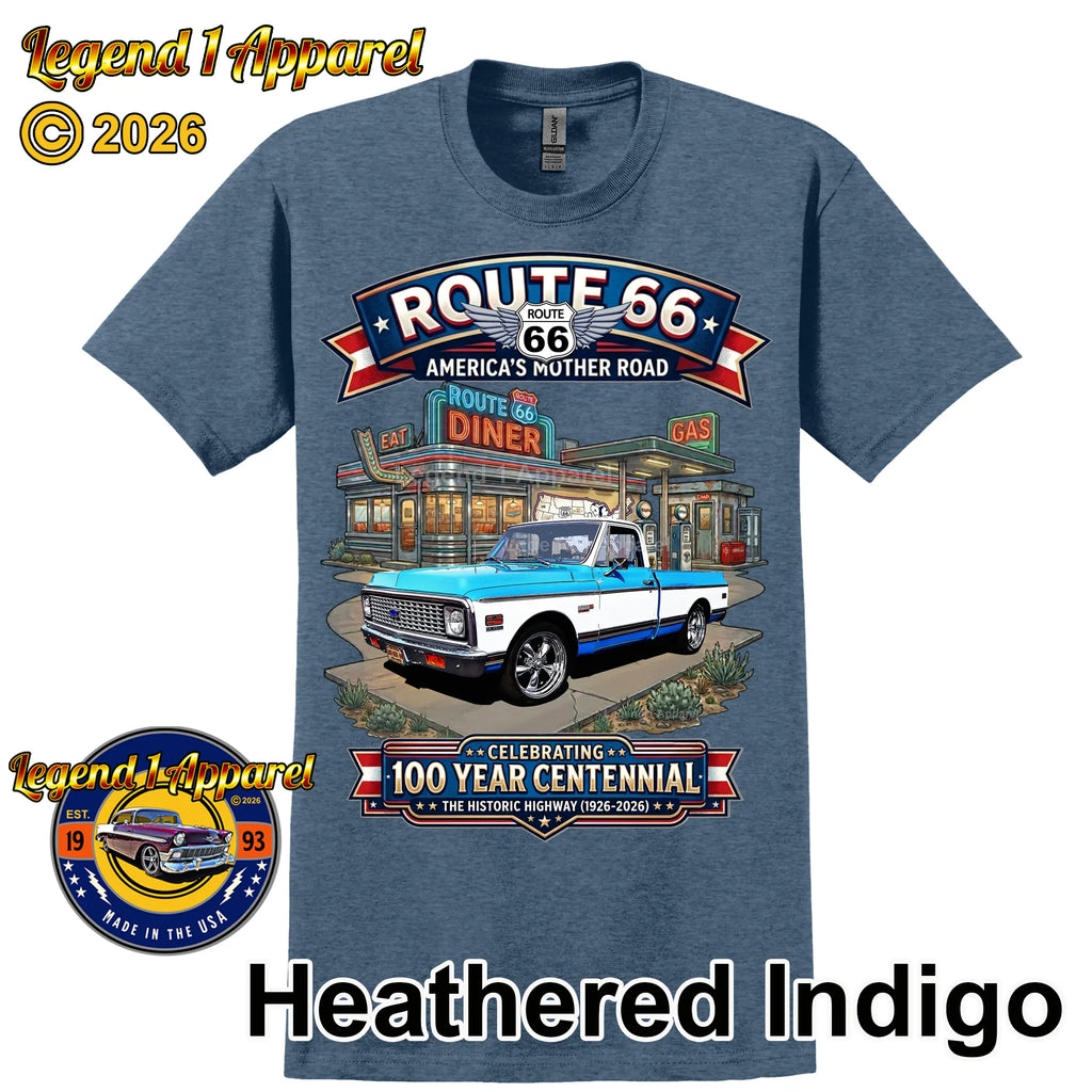 1972 Chevrolet Pick Up C10 Square Body Classic Truck Graphic Tee – Route 66 Centennial T-Shirt