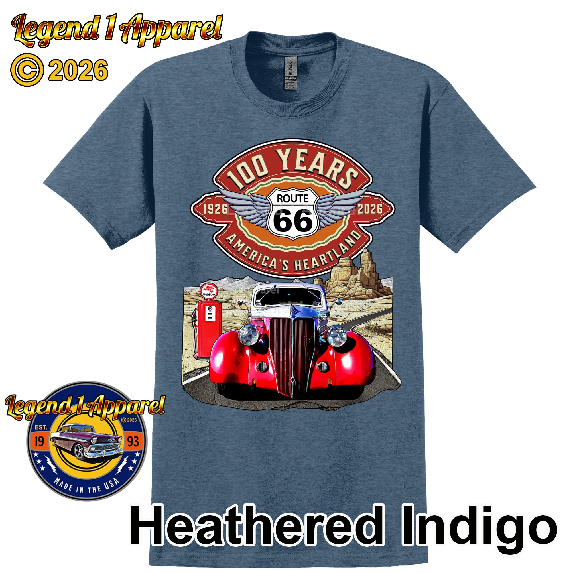 1936 Ford Coupe Classic Car Graphic Tee – Route 66 100 Years T-Shirt