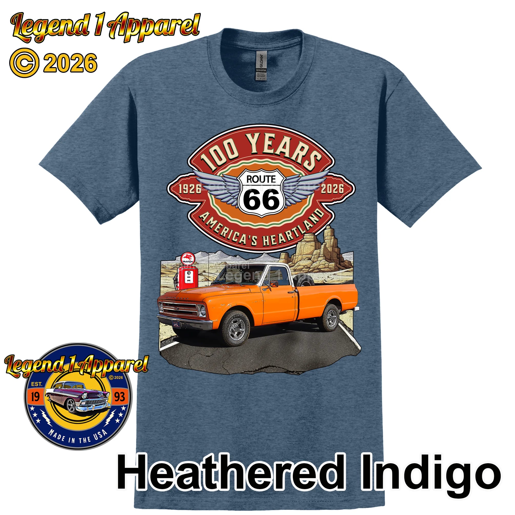 1967 Chevrolet Pick up Classic Truck Graphic Tee – Route 66 100 Years T-Shirt