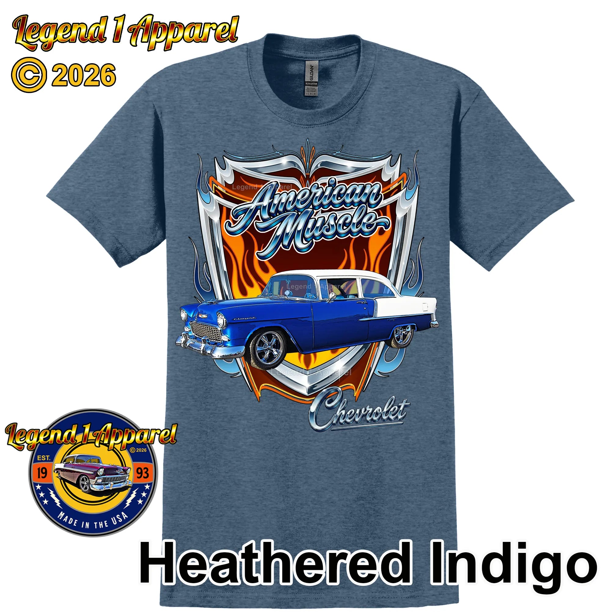 1955 Chevy Bel Air American Muscle T-Shirt –55 Chevrolet Bel Air Classic Car Graphic Tee
