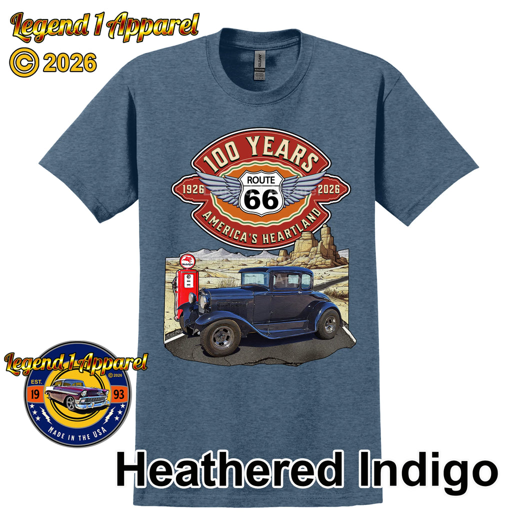 1930 Ford Model A Classic Car Graphic Tee – Route 66 100 Years T-Shirt