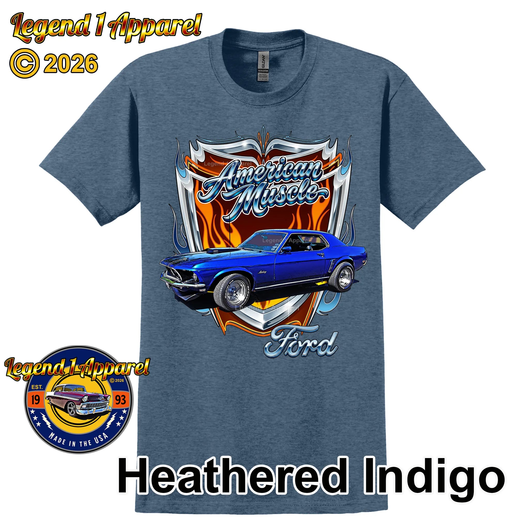 1969 Ford Mustang Classic Car Graphic Tee – American Muscle T-Shirt